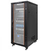 VEVOR 27U Network Cabinet Server Rack, Built-In PDU, 4 Fans, LED Light, for 19" IT Equipment A/V Devices, 23.6" Depth (18" Installation), 1800lbs Max, Lockable Door with Casters Temperature Display