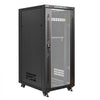 VEVOR 27U Network Cabinet Server Rack, Built-In PDU, 4 Fans, LED Light, for 19" IT Equipment A/V Devices, 23.6" Depth (18" Installation), 1800lbs Max, Lockable Door with Casters Temperature Display