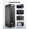 VEVOR 42U Network Cabinet Server Rack, Built-In PDU, 4 Fans, LED Light, for 19" IT Equipment A/V Devices, 23.6" Depth (18" Installation), 1800lbs Max, Lockable Door with Casters Temperature Display