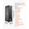 VEVOR 42U Network Cabinet Server Rack, Built-In PDU, 4 Fans, LED Light, for 19" IT Equipment A/V Devices, 23.6" Depth (18" Installation), 1800lbs Max, Lockable Door with Casters Temperature Display