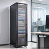 VEVOR 42U Network Cabinet Server Rack, Built-In PDU, 4 Fans, LED Light, for 19" IT Equipment A/V Devices, 23.6" Depth (18" Installation), 1800lbs Max, Lockable Door with Casters Temperature Display