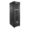 VEVOR 42U Network Cabinet Server Rack, Built-In PDU, 4 Fans, LED Light, for 19" IT Equipment A/V Devices, 23.6" Depth (18" Installation), 1800lbs Max, Lockable Door with Casters Temperature Display
