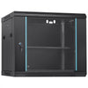 VEVOR 9U Wall-Mounted Server Network Cabinet, 15.5'' Depth, Secure Rack Enclosure, Supports up to 200 lbs, Features Lockable Glass Door and Side Panels, Ideal for IT and A/V Gear
