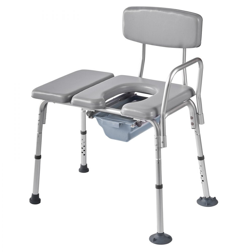 VEVOR Bedside Commode Chair, 500 lbs Weight Capacity, 4-in-1 Portable Toilet and Raised Toilet Seat with Padded Seat and Backrest, Detachable 5L Bucket, Adjustable Height Adult Potty Chair for Seniors