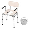 VEVOR Commode Chair, Bedside Commode with Padded Seat, Drop-Down Arms, 7-Level Adjustable Height, 5.8L Removable Bucket, Easy to Assemble, 350LBS Capacity, Portable Toilet for Adults Seniors