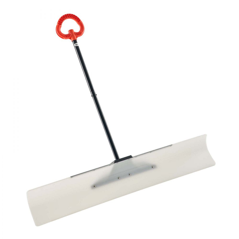 VEVOR Snow Pusher Shovel, 48 in Outdoor Snowplow Shovel with Ergonomic Grip, HDPE Plastic Blade, Winter Shovels with Segmented Handle, Metal Edged Strip, Portable Snow Removal Tool for Driveway Garden
