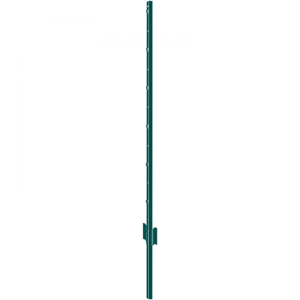VEVOR 4 Feet Fence Post, 10 Pack U-Channel Heavy Duty Metal Fence Posts, Sturdy Steel Fence Stakes for Garden Yard, Lawn, Farms and Outdoor Wire Fencing, Green