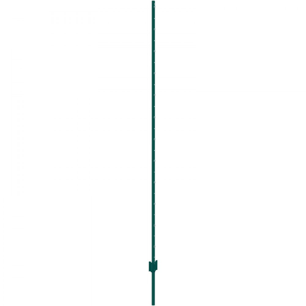 VEVOR 7 Feet Fence Post, 10 Pack U-Channel Heavy Duty Metal Fence Posts, Sturdy Steel Fence Stakes for Garden Yard, Lawn, Farms and Outdoor Wire Fencing, Green