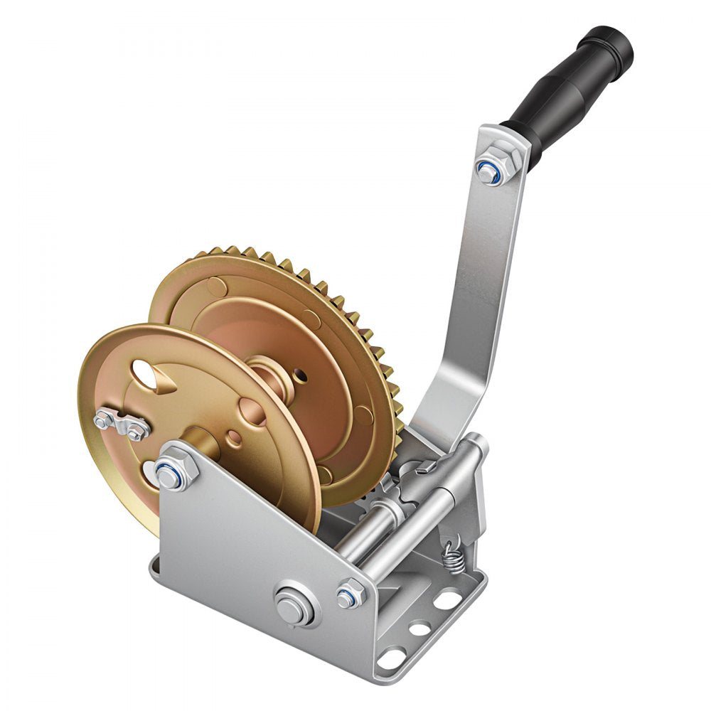 VEVOR Boat Winch, 1600 lbs Hand Winch, Heavy Duty Manual Rope Crank, Portable Two-Way Ratchet, 4: 1 Gear Ratio, Easy Installation Gear for Boat Trailer ATV Towing