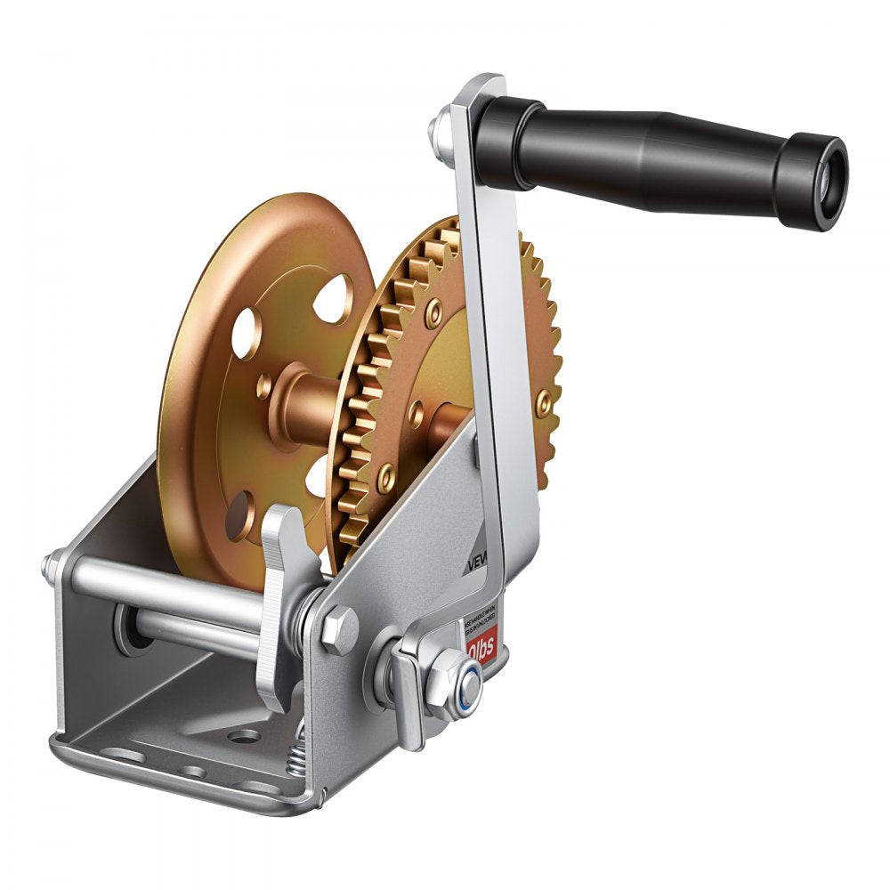 VEVOR Boat Winch, 1600 lbs Hand Winch, Heavy Duty Manual Rope Crank, Portable Two-Way Ratchet, 4: 1 Gear Ratio, Easy Installation Gear for Boat Trailer ATV Towing