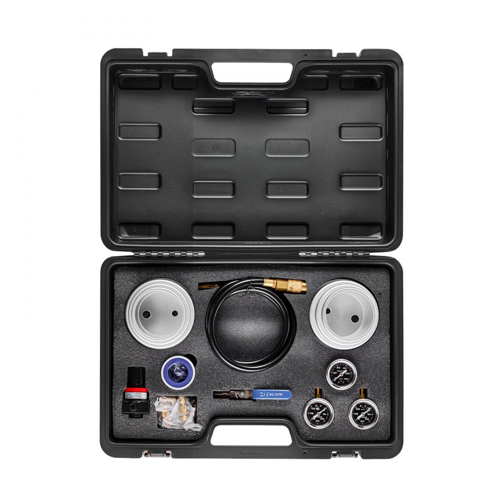 VEVOR Turbo Boost Leak Tester Kit, Compatible with 3"/3.5"/4" Pipe, 0-150 PSI Valve Gauge & 0-60 PSI Adapter Gauge, Turbo System Leakage Tester Set with 4 Pairs of Air Fittings for Diesel Trucks, SUVs
