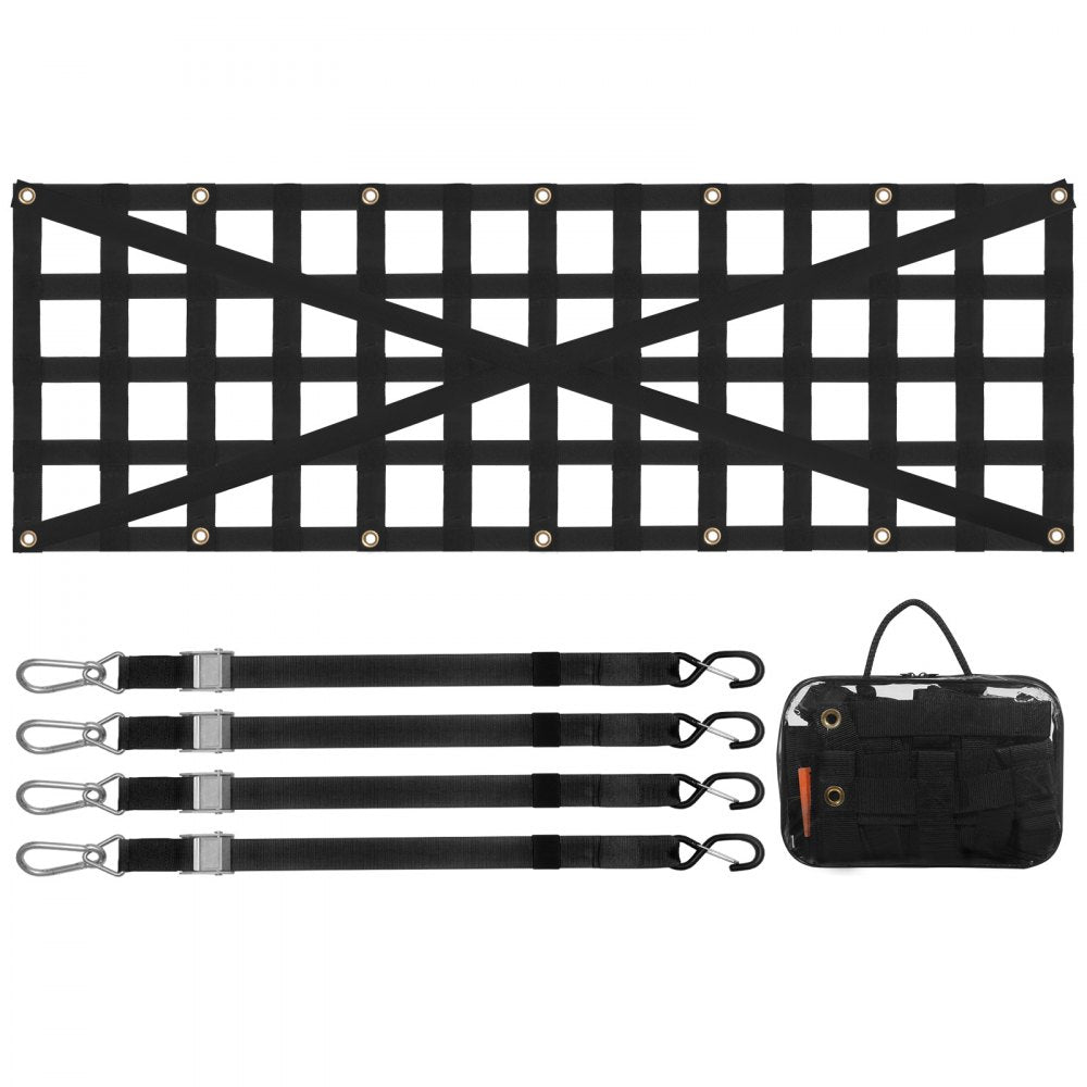 VEVOR Tailgate Net, 54 in x 18 in, Heavy Duty Cargo Net for Truck Bed with 4 Adjustable Telescopic Straps, Cross-reinforced Design, Extendable & Durable, Suitable for Pickup, Truck, Trailer, Jeep, SUV