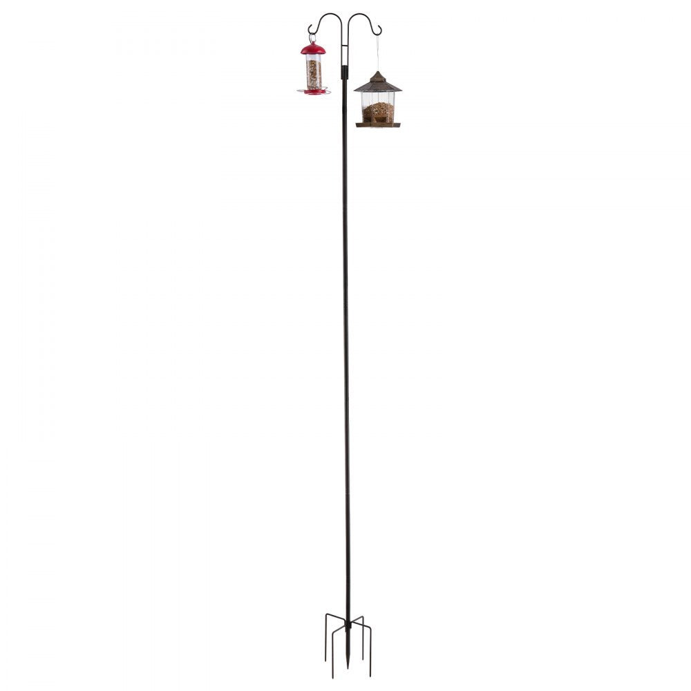 VEVOR Double Shepherds Hooks for Outdoor, 8 Pack 108 Inch Heavy Duty Bird Feeder Pole, 3/4 Inch Thick Garden Hooks for Hanging Hummingbird Feeder, Plant Baskets, Solar Light Lanterns,Wind Chimes