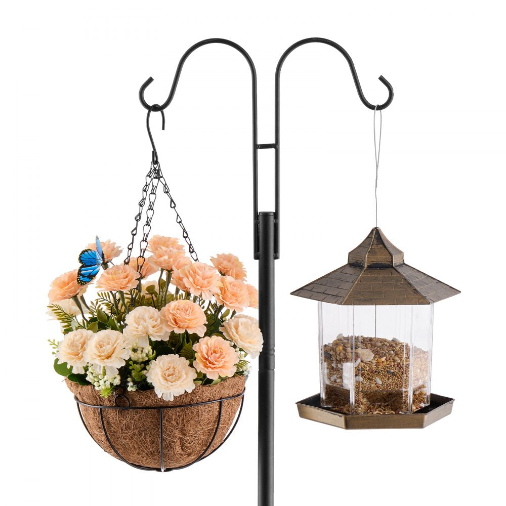 VEVOR Double Shepherds Hooks for Outdoor, 8 Pack 60 Inch Heavy Duty Bird Feeder Pole, 3/4 Inch Thick Garden Hooks for Hanging Hummingbird Feeder, Plant Baskets, Solar Light Lanterns,Wind Chimes