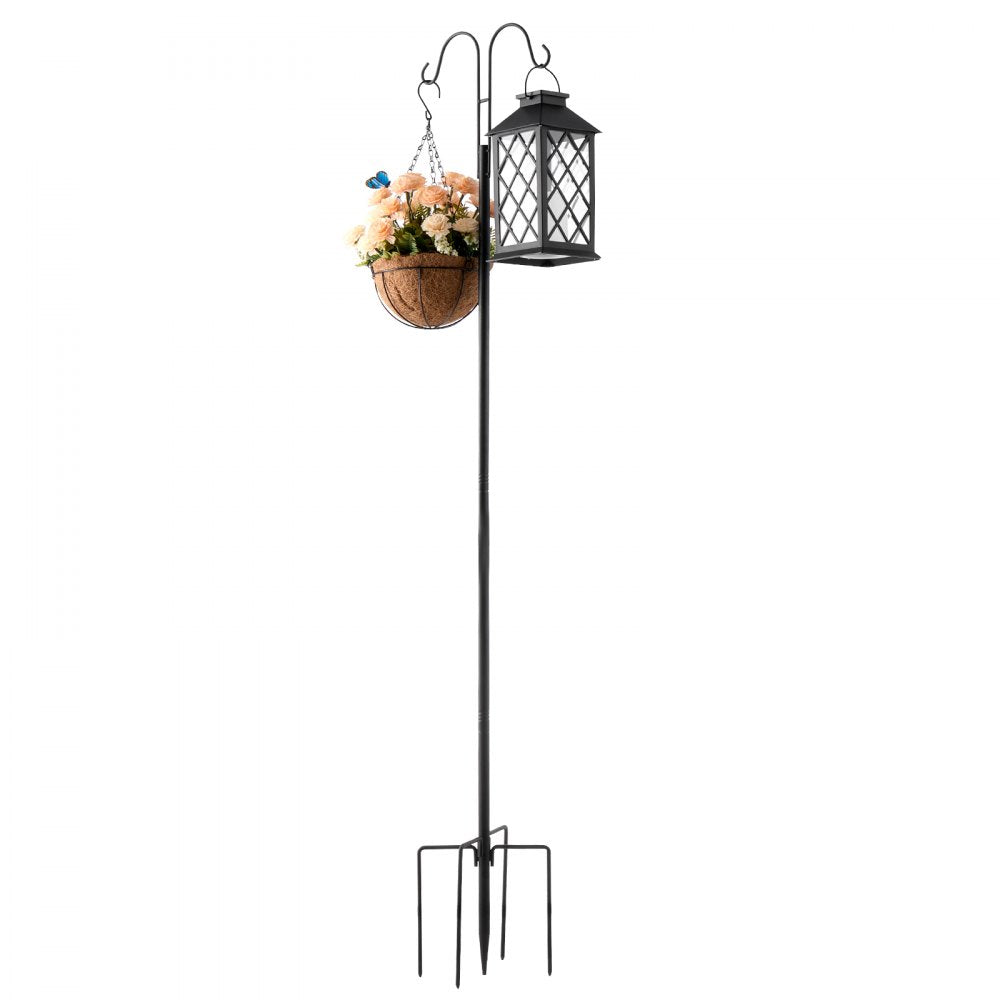 VEVOR Double Shepherds Hooks for Outdoor, 8 Pack 60 Inch Heavy Duty Bird Feeder Pole, 3/4 Inch Thick Garden Hooks for Hanging Hummingbird Feeder, Plant Baskets, Solar Light Lanterns,Wind Chimes