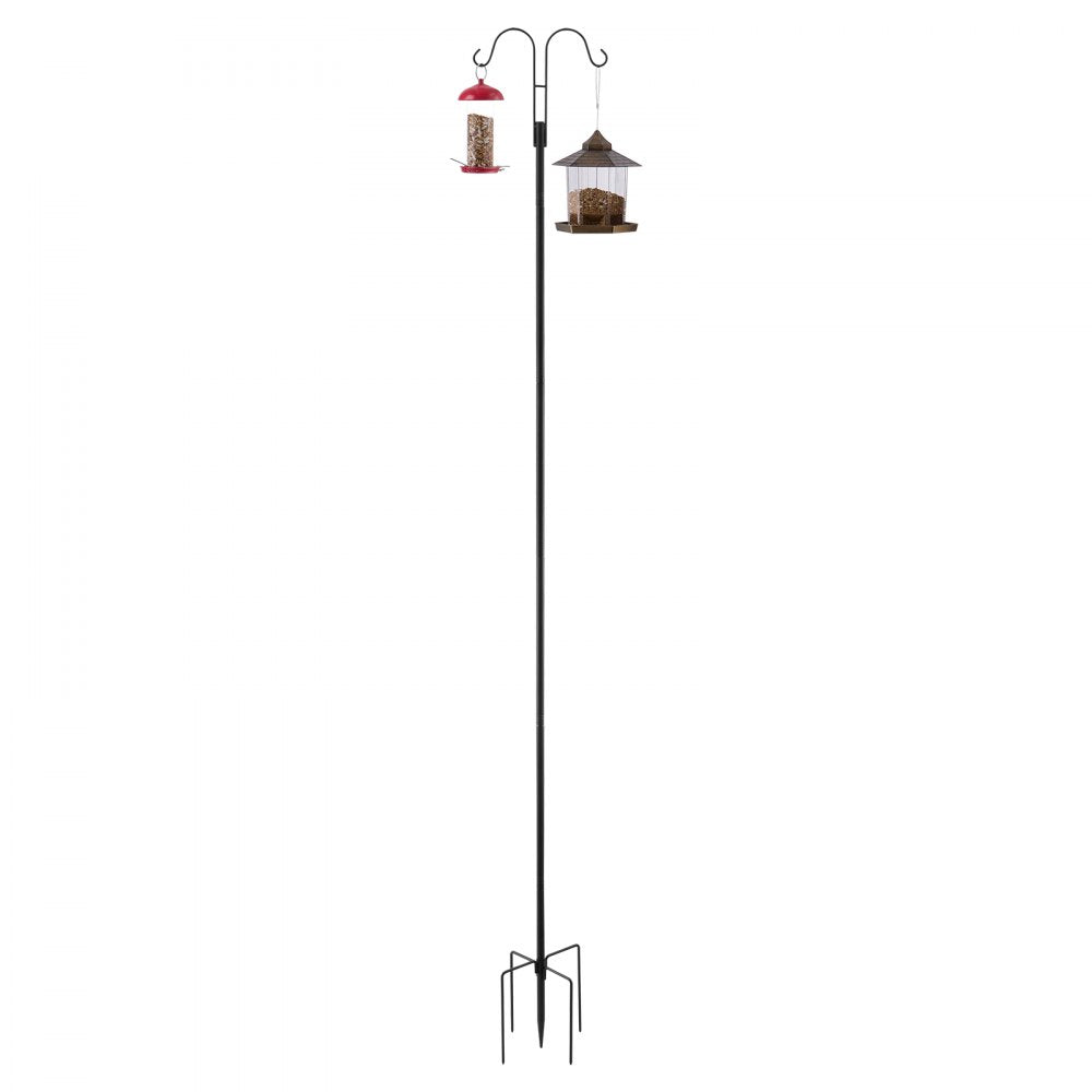 VEVOR Double Shepherds Hooks for Outdoor, 8 Pack 92 Inch Heavy Duty Bird Feeder Pole, 3/4 Inch Thick Garden Hooks for Hanging Hummingbird Feeder, Plant Baskets, Solar Light Lanterns,Wind Chimes