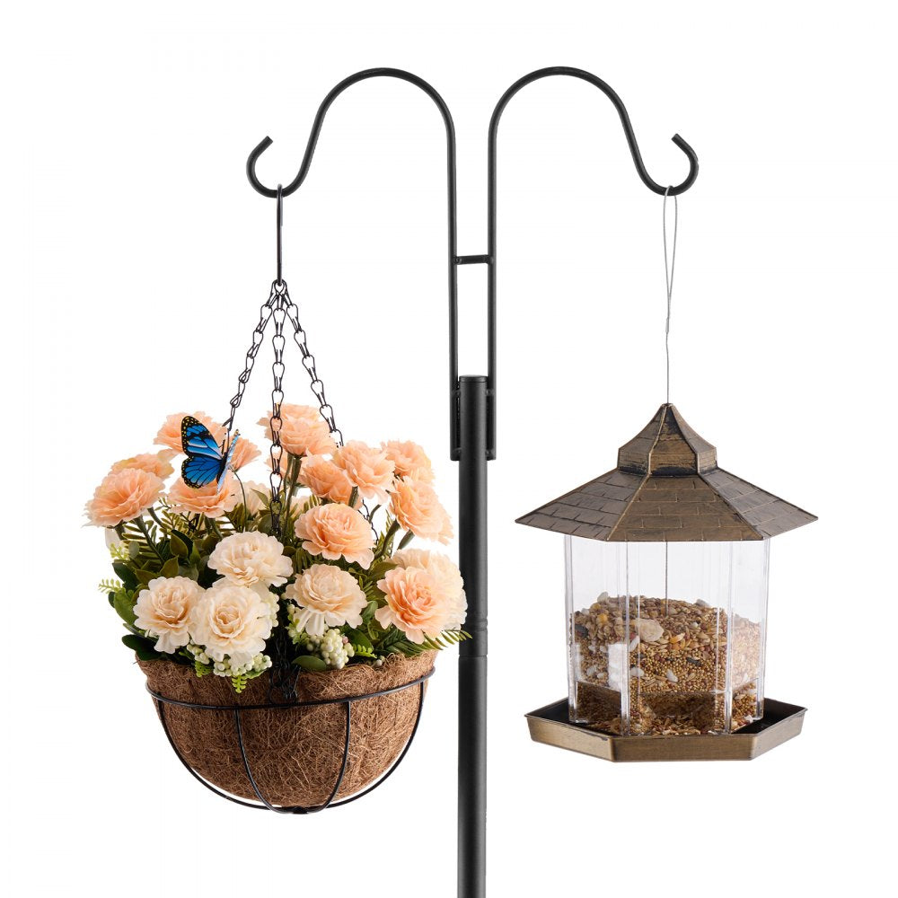 VEVOR Double Shepherds Hooks for Outdoor, 8 Pack 92 Inch Heavy Duty Bird Feeder Pole, 3/4 Inch Thick Garden Hooks for Hanging Hummingbird Feeder, Plant Baskets, Solar Light Lanterns,Wind Chimes