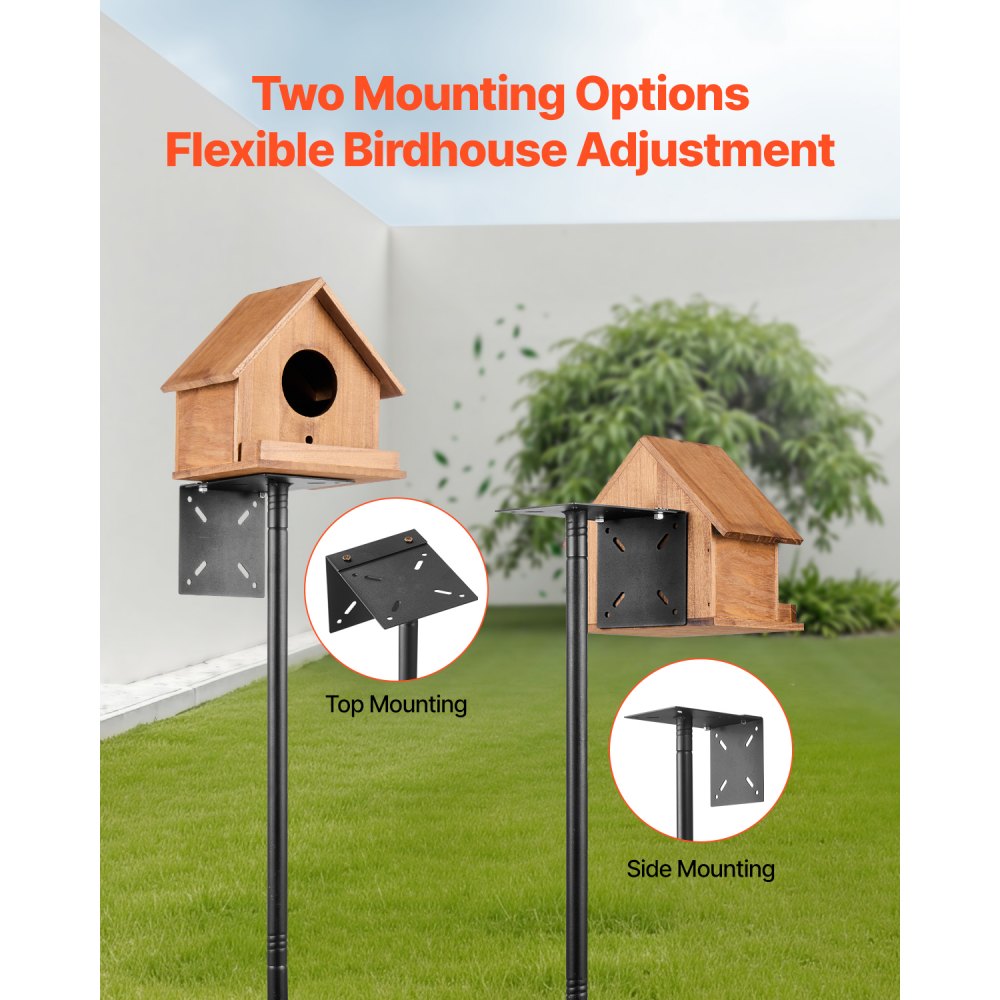 VEVOR 4-Hook Wild Bird Feeder Stand Pole, 92 Inch Bird Feeding Station Kit, 31/32 inch Diameter Bird House Hanging Hooks with Squirrel Guard Baffle, Heavy Duty Multi-Feeder Stand Easy to Install
