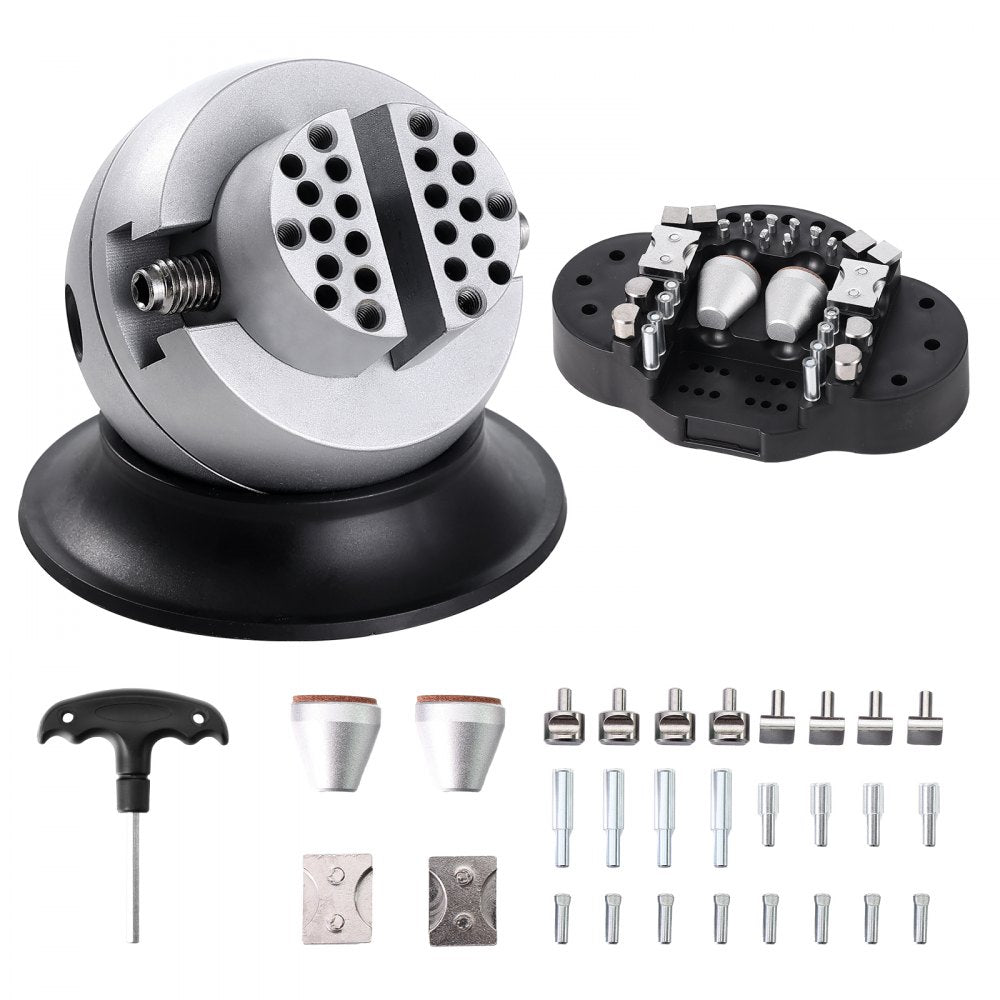 VEVOR Ball Vise, 3" Engraving Setting Tool, 360° Rotation Engraving Block Vise, 30 PCS Attachment Jewelry Engraving Block Tools Standard Block for Gemstone Inlay and Small-Scale Engraving