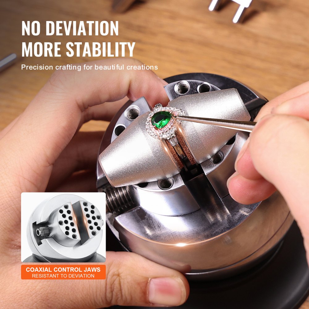 VEVOR Ball Vise, 3" Engraving Setting Tool, 360° Rotation Engraving Block Vise, 30 PCS Attachment Jewelry Engraving Block Tools Standard Block for Gemstone Inlay and Small-Scale Engraving