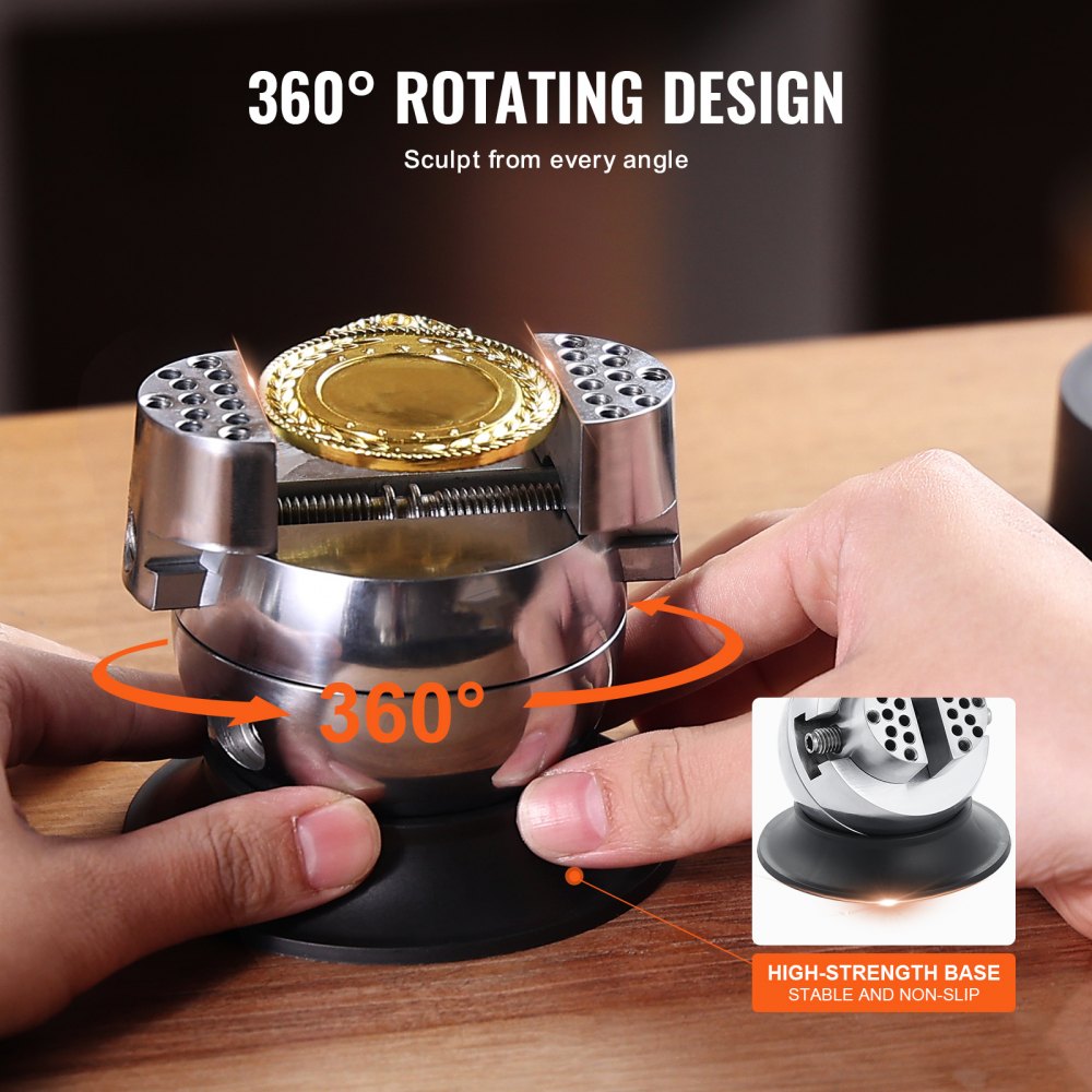 VEVOR Ball Vise, 3" Engraving Setting Tool, 360° Rotation Engraving Block Vise, 30 PCS Attachment Jewelry Engraving Block Tools Standard Block for Gemstone Inlay and Small-Scale Engraving