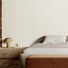 Bedroom wall application image (Matte White slat wall look)