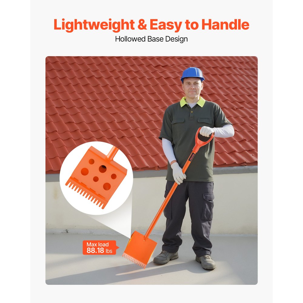 VEVOR Shingle Shovel 2 Pack, D-Grip Handle Shingle Roof Ripper, High Hardness 45# Steel & Lightweight Easy Tearing Off Roofing & Nails Tool, ideal for Commercial and Residential Use,Orange