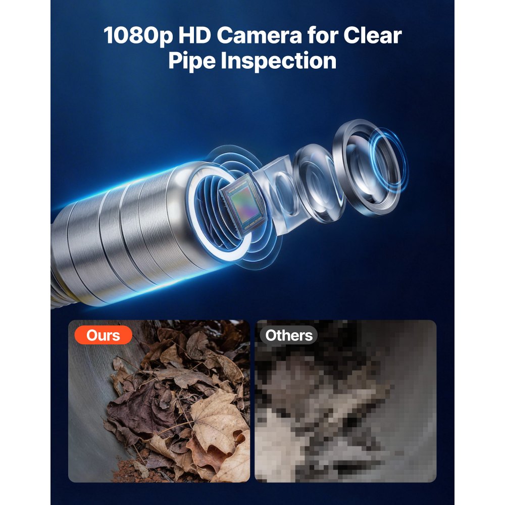 VEVOR 2026 Upgraded Sewer Camera with WiFi, 65.6ft/20m Drain Pipeline Camera, IP68 Snake Plumbing Cameras with Light- 12 LEDS, Wireless WiFi Connectivity to Phone/Tablet for Sewer Duct Pipe Inspection
