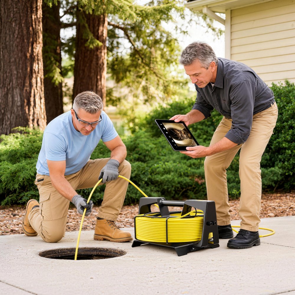 VEVOR 2026 Upgraded Sewer Camera with WiFi, 65.6ft/20m Drain Pipeline Camera, IP68 Snake Plumbing Cameras with Light- 12 LEDS, Wireless WiFi Connectivity to Phone/Tablet for Sewer Duct Pipe Inspection