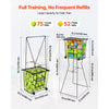 VEVOR Tennis Ball Hopper, Holds 75 Tennis Balls, Pickleball Basket Cart with Wheels for Easy Pick Up, Portable Pickleball Caddy with Heavy-Duty Construction, Handle, for Training Carrying Storage