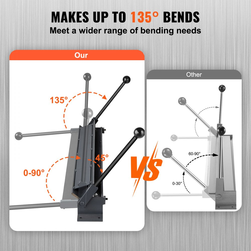 VEVOR Box and Pan Brake, 36-Inch, 0-130 Degrees Sheet Metal Bending Brake, Portable Mini Metal Bender with 20 Gauge Low Carbon Steel 14 Gauge Aluminum Capacity Power Handle, for Metal Bending