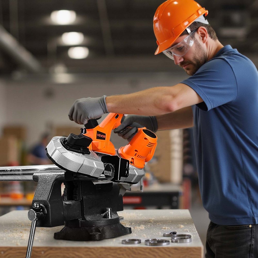 VEVOR 20V Portable Band Saw, 2.56-Inch Deep Cut, 360W Bandsaw with Brushless Motor, Cordless and Compact Portaband, Hang Hooks, 0-192 m/min Variable Speed, for Cutting Metal, Wood (Bare Tool Only)