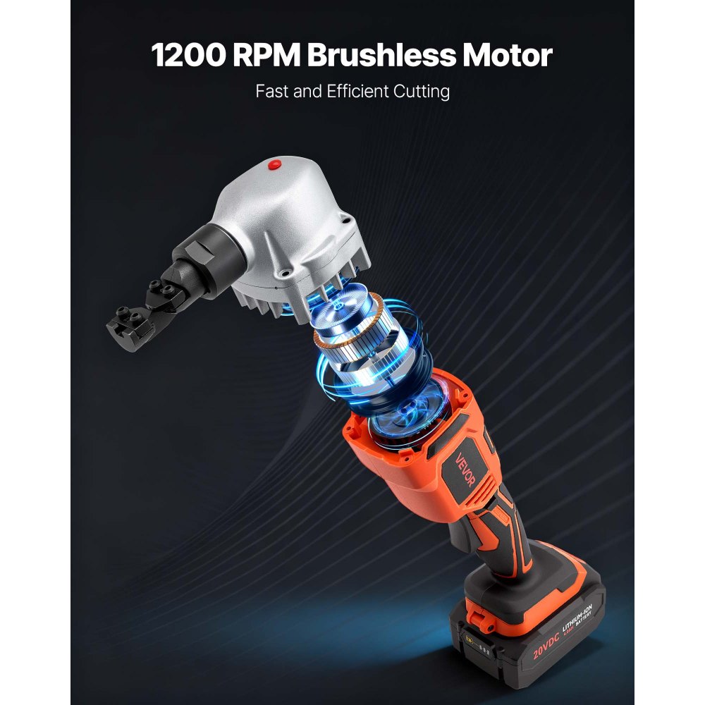 VEVOR Cordless Metal Nibbler, with 18 V 4000 mAh Battery, 1200 RPM Brushless Motor, Electric Nibbler Metal Cutter with Plastic Carrying Case for Cutting Stainless Steel, Aluminum, and Copper Sheet