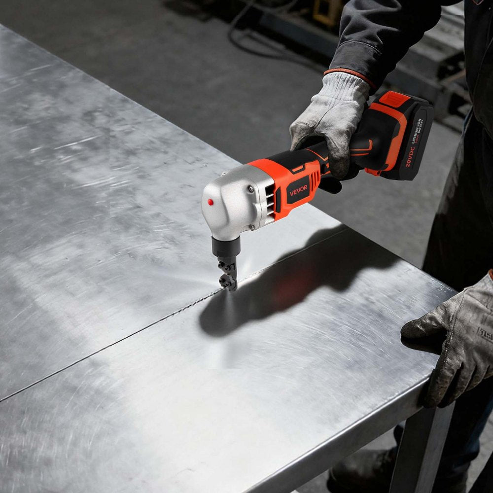 VEVOR Cordless Metal Nibbler, with 18 V 4000 mAh Battery, 1200 RPM Brushless Motor, Electric Nibbler Metal Cutter with Plastic Carrying Case for Cutting Stainless Steel, Aluminum, and Copper Sheet