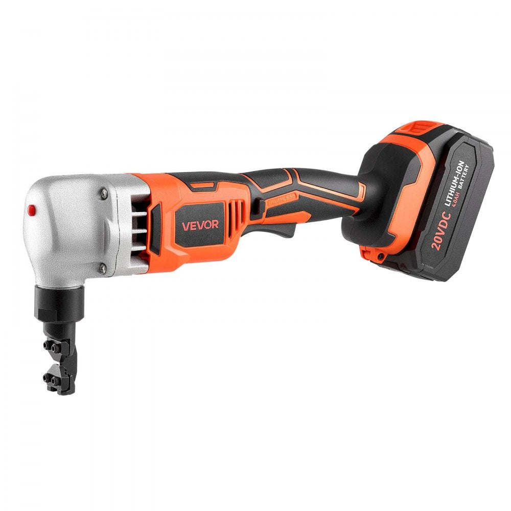 VEVOR Cordless Metal Nibbler, with 18 V 4000 mAh Battery, 1200 RPM Brushless Motor, Electric Nibbler Metal Cutter with Plastic Carrying Case for Cutting Stainless Steel, Aluminum, and Copper Sheet