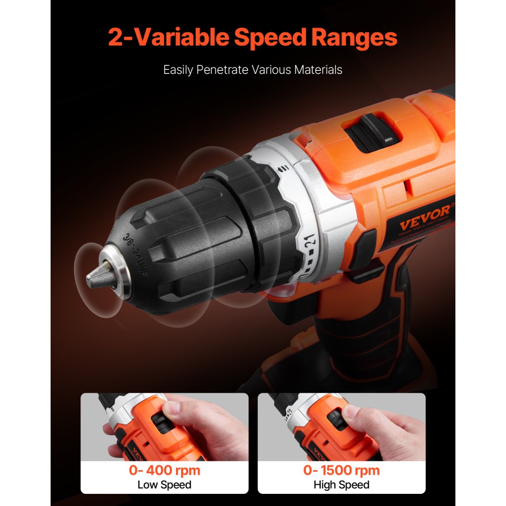 VEVOR Tool Combo Kit, 12V Max Cordless 2-Tool Combo Kit, with 3/8 in Drill, 1/4 in Impact Driver, Compact Cordless Power Tool Combo Kit with 2.0 Ah Batteries, Screws, One Charger, and One Cloth Bag