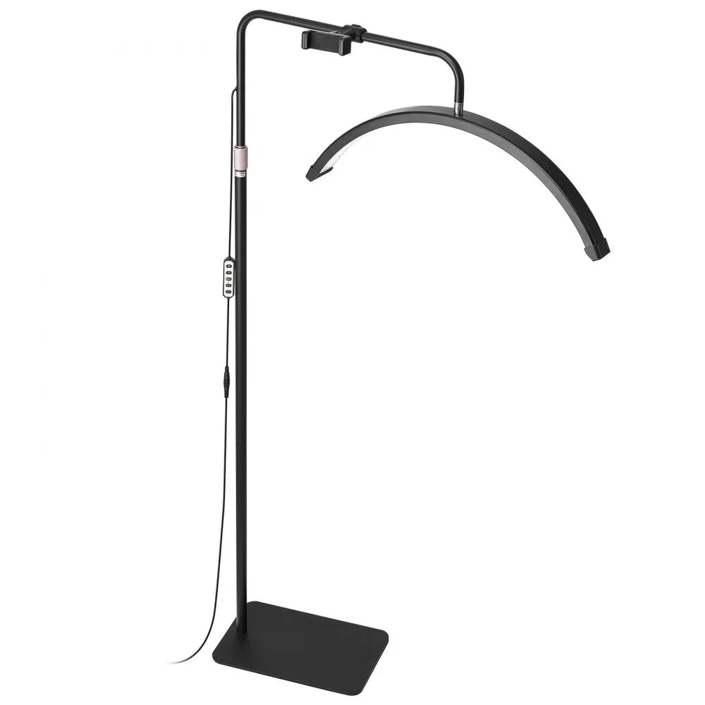 VEVOR Half Moon Light for Esthetician, 23 inch Dimmable LED Floor Lamp Lash Light for Eyelash Extensions, Arched Eyelash Lamp with Phone Holder, Remote Control, for Beauty, Skincare, Eyebrows, Tattoo