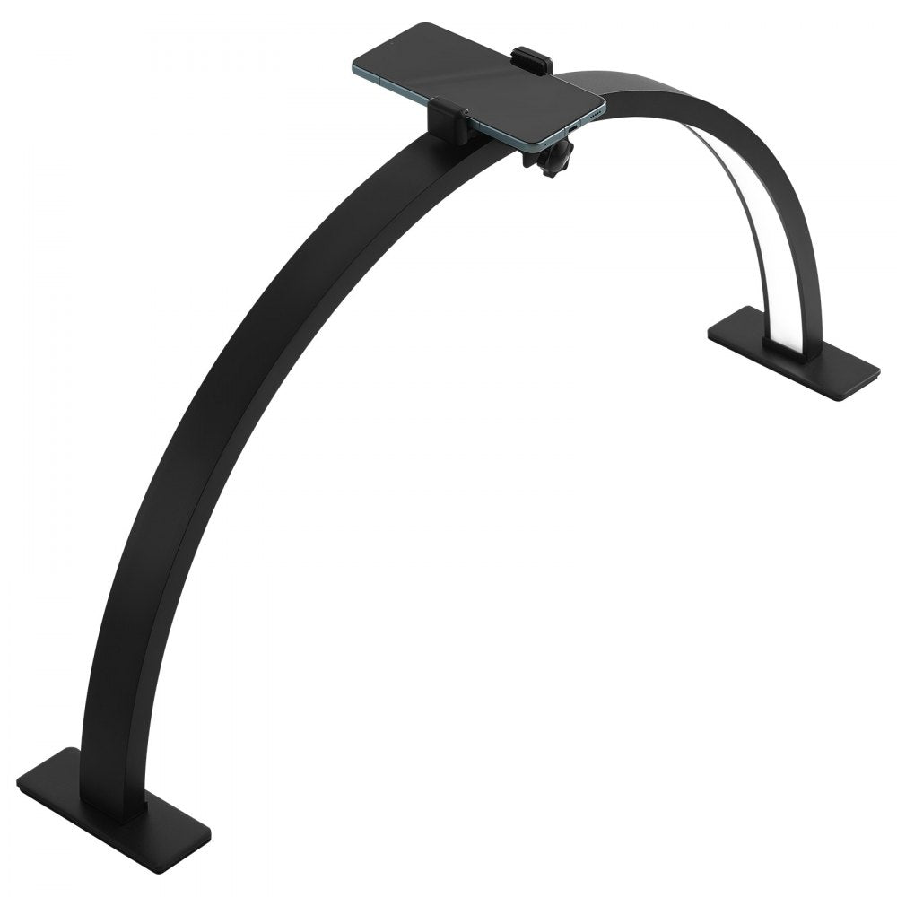 VEVOR Nail Desk Light, 30 W Half Moon Desk Lamp with Phone Holder, Adjustable Brightness and Color Temperature, Arched LED Table Light for Nail Tech, Tattoo Artists, Beauty, Eyelash Extensions