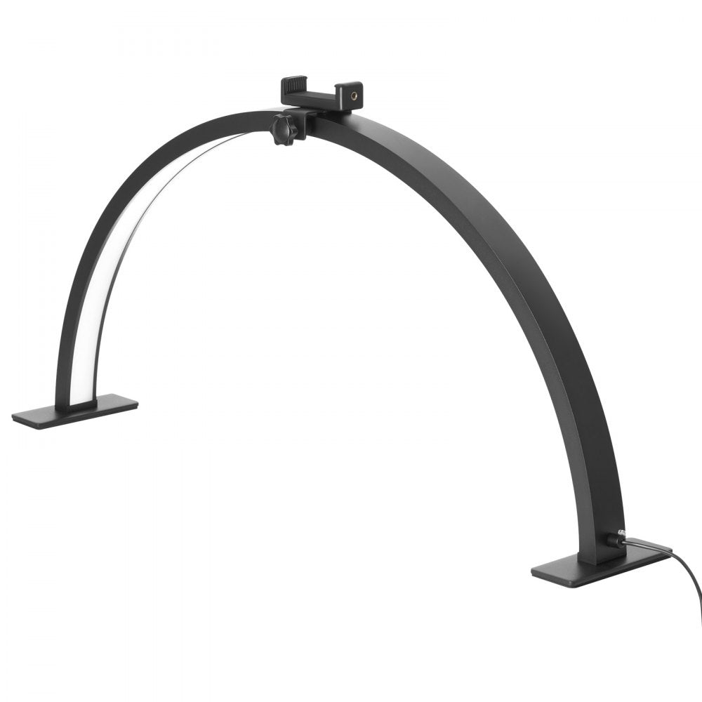 VEVOR Nail Desk Light, 30 W Half Moon Desk Lamp with Phone Holder, Adjustable Brightness and Color Temperature, Arched LED Table Light for Nail Tech, Tattoo Artists, Beauty, Eyelash Extensions