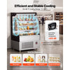 VEVOR Open Air Merchandiser, 5.4 cu. ft. 3-Tier Shelving Commercial Refrigerator, Grab and Go Fan Cooling Display Cooler, with LED Lighting, Night Curtain, Upright for Restaurants, Stores, Office