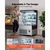 VEVOR Open Air Merchandiser, 5.4 cu. ft. 3-Tier Shelving Commercial Refrigerator, Grab and Go Fan Cooling Display Cooler, with LED Lighting, Night Curtain, Upright for Restaurants, Stores, Office