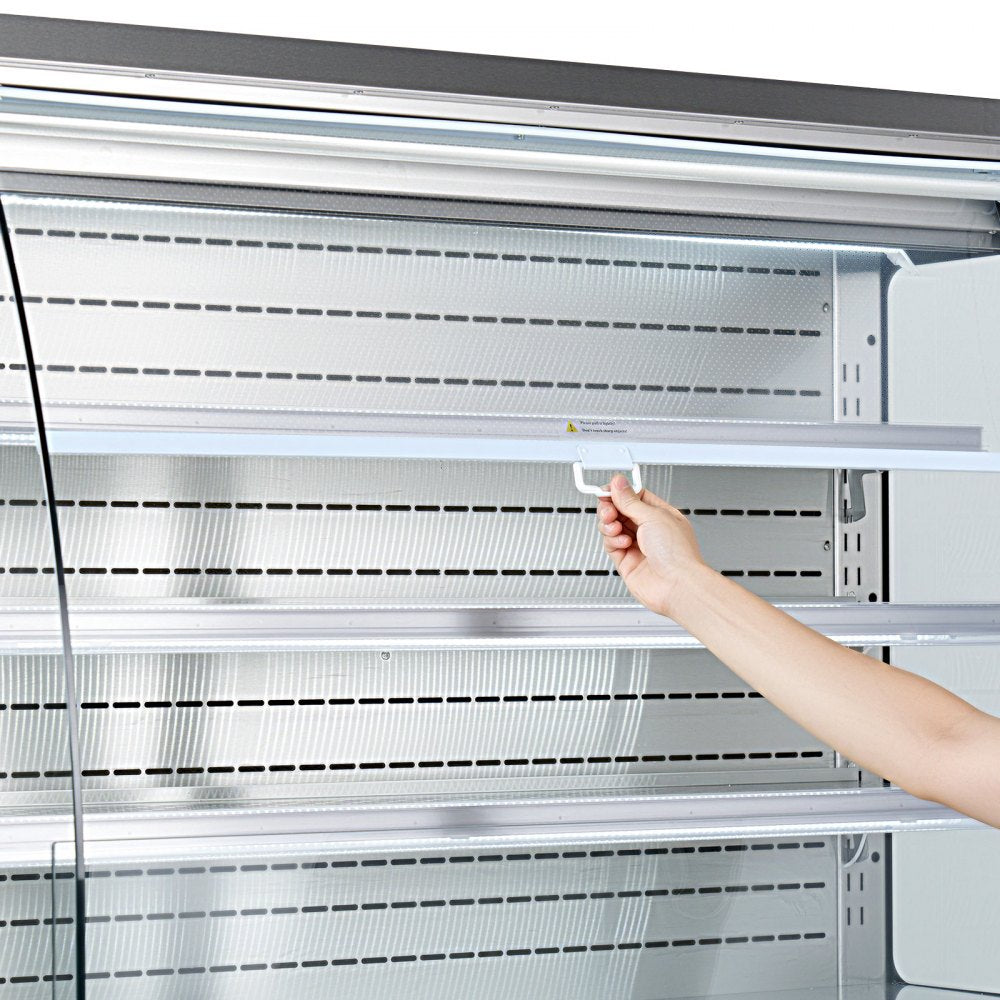 VEVOR Open Air Merchandiser, 7.5 cu. ft. 3-Tier Shelving Commercial Refrigerator, Grab and Go Fan Cooling Display Cooler, with LED Lighting, Night Curtain, Upright for Restaurants, Stores, Office