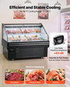 VEVOR Open Air Merchandiser, 4.6 cu. ft. Shelving Commercial Refrigerator, Grab and Go Fan Cooling Display Cooler, with LED Lighting, Night Curtain, Horizontal for Restaurants, Stores, Office