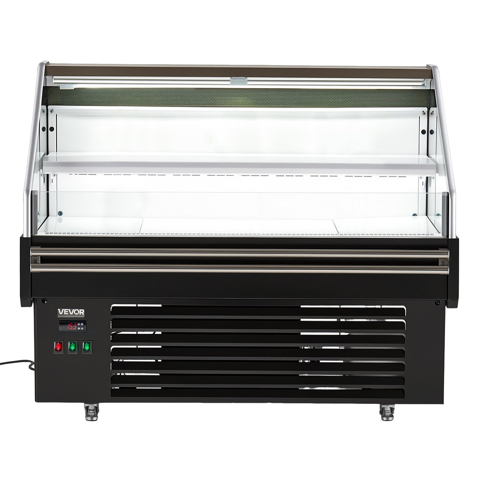 VEVOR Open Air Merchandiser, 4.6 cu. ft. Shelving Commercial Refrigerator, Grab and Go Fan Cooling Display Cooler, with LED Lighting, Night Curtain, Horizontal for Restaurants, Stores, Office
