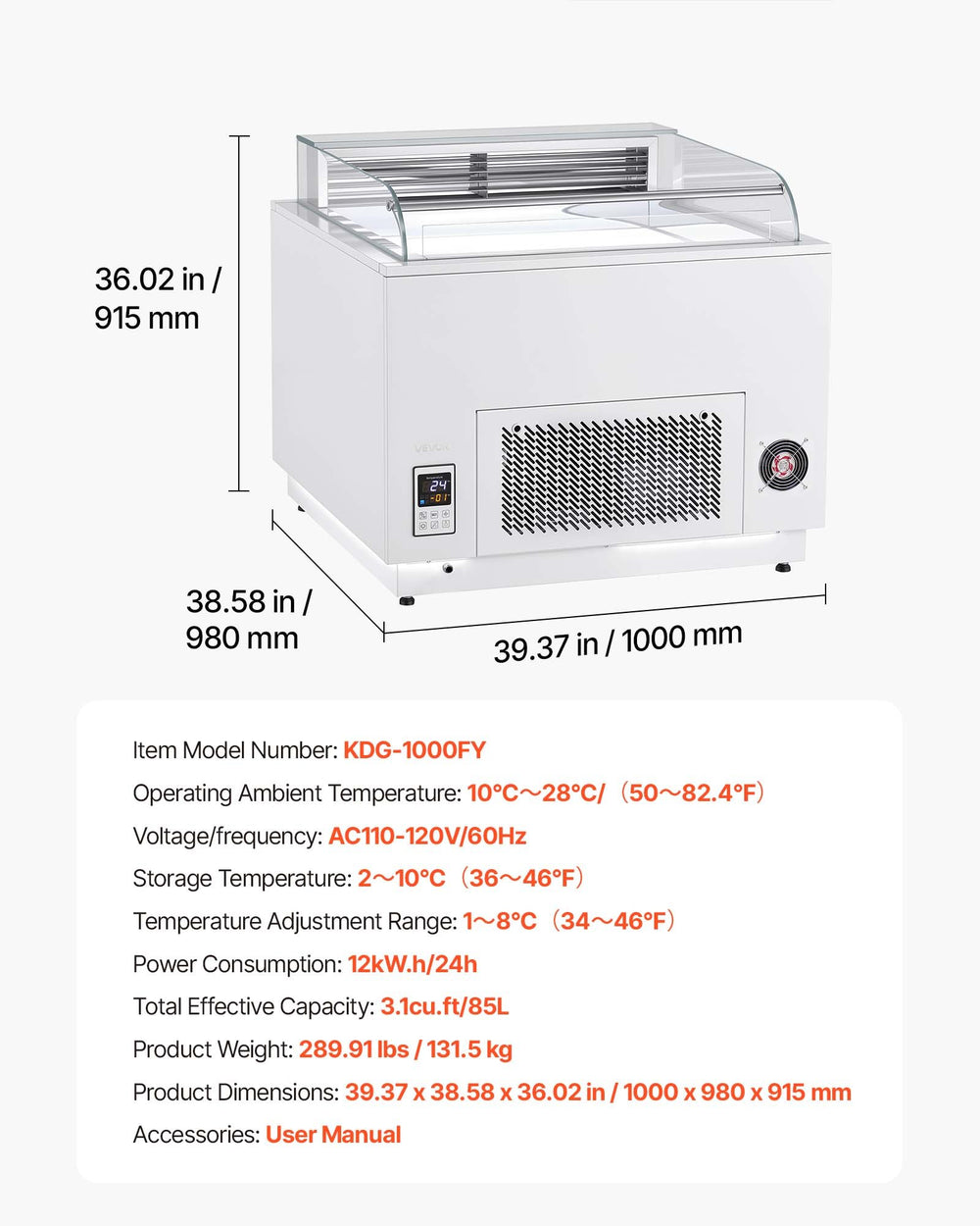 VEVOR Open Air Merchandiser, 3.1 cu. ft. Shelving Commercial Refrigerator, Grab and Go Fan Cooling Display Cooler, with LED Lighting, Night Curtain, Horizontal for Restaurants, Stores, Office