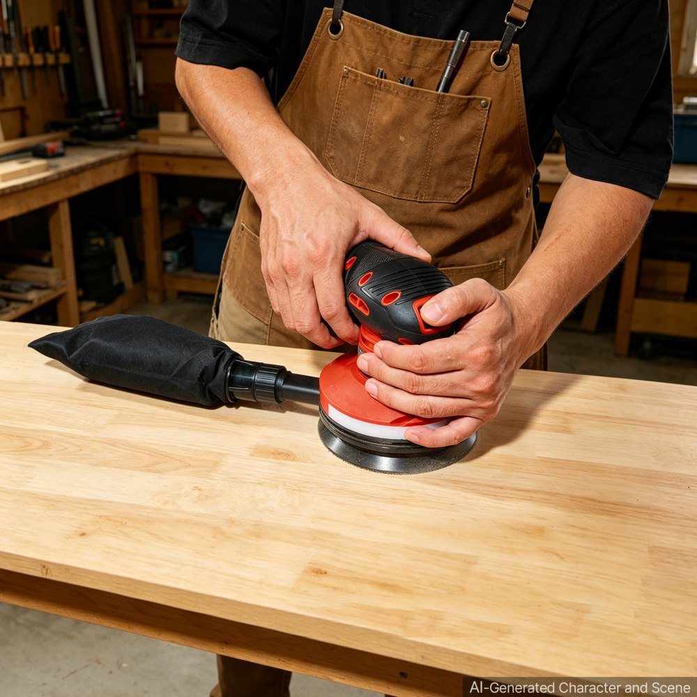 VEVOR 5-Inch Cordless Random Orbital Sander 300W Brushless Orbital Sander, 4000-10000RPM 7 Speeds Electric Palm Sanders with 10PCS Sandpapers & Dust Collection Bag for Woodworking Detailing Sanding