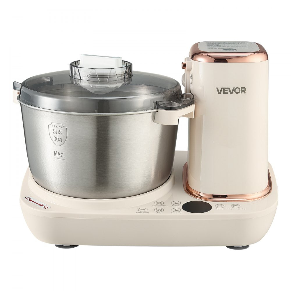 VEVOR Dough Mixer 5.3 Quart Electric Dough Maker with Ferment Function, for Pizza Pasta Sourdough Noodle, 304 Stainless Steel Bowl, Timer, Face-up Control Panel, Household Dough Kneading Machine