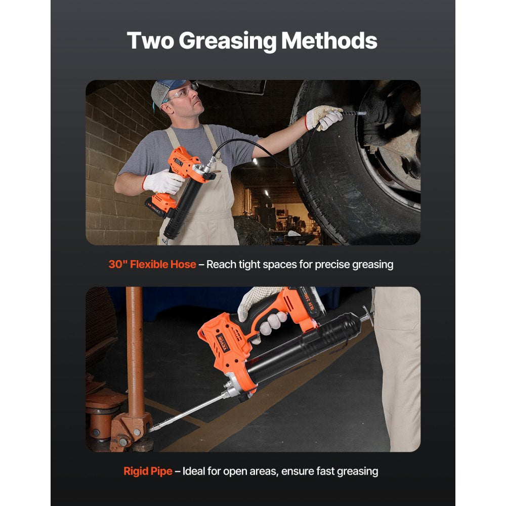 VEVOR Cordless Grease Gun, 8000 PSI Max Pressure, Battery Operated Grease Gun with LED Light & 35.4-inch Long Hose, Compatible with 18V Makita Batteries, For Greasing Vehicles or Machines(Tool Only)