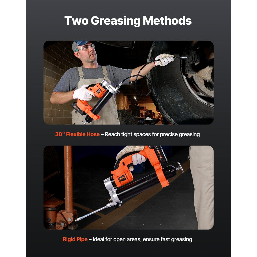 VEVOR Cordless Grease Gun, 8000 PSI Max Pressure, Electric Grease Gun with LED Light & 35.4-inch Long Hose, Compatible with 18V Makita Batteries, Suitable for Greasing Vehicles or Machines(Tool Only)