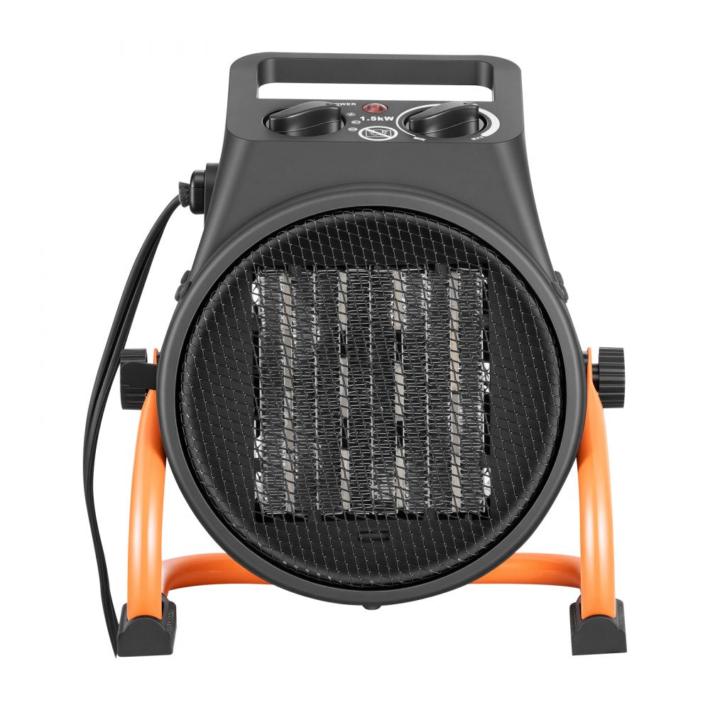 VEVOR Greenhouse Heater, 1500W Electric PTC Space Heater with Thermostat, Fan, Low & High Heat Modes, 15° Adjustable Angle, Overheat Protection, for Grow Tent, Greenhouse, Flower Room, Home Office